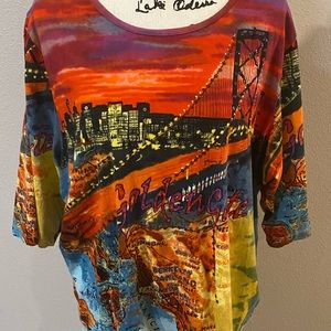 Multi-colored SF Golden Gate T-shirt beaded